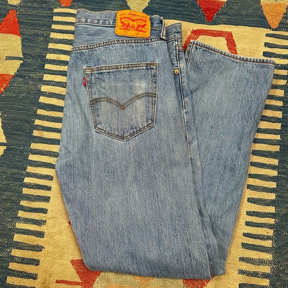Y2K Vintage Levi's 501 Jeans Straight Fit Medium Wash 36w 34l Skater Baggy - Picture 6 of 16